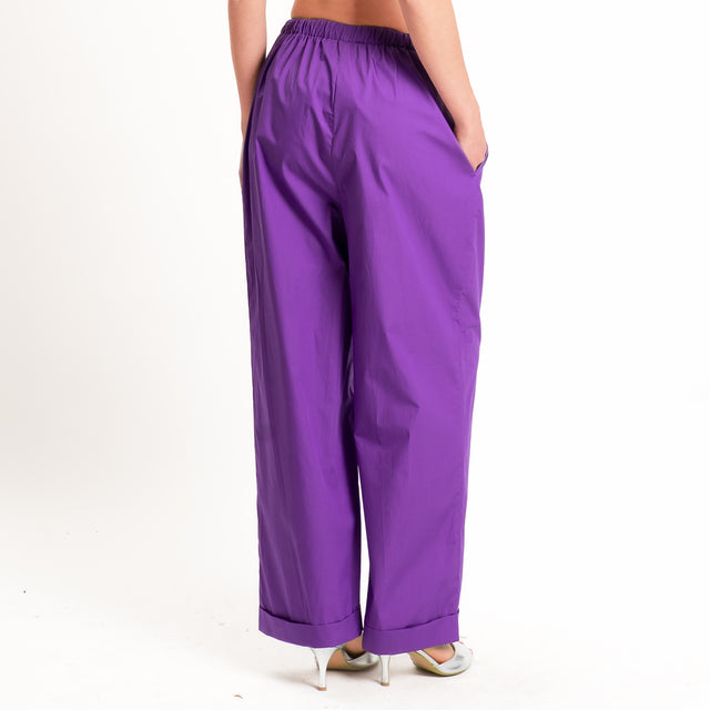 Motel-Pantalone popeline con coulisse - viola