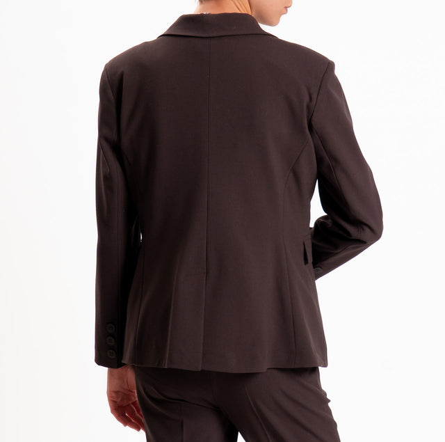 Motel - Single-button blazer with shoulder pads - dark brown