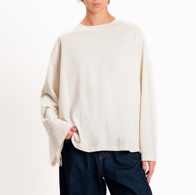 Motel-T-shirt scatola con frange - burro