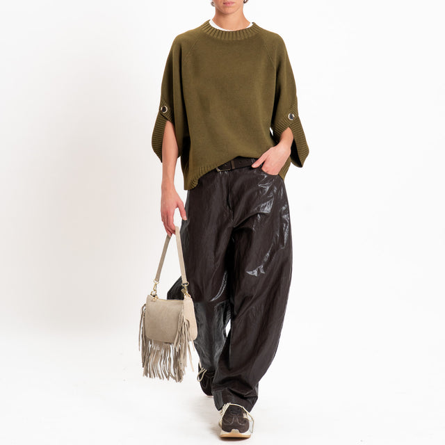 Motel-Pantalone similpelle wide leg - moro