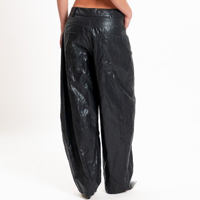 Motel-Pantalone similpelle wide leg - nero