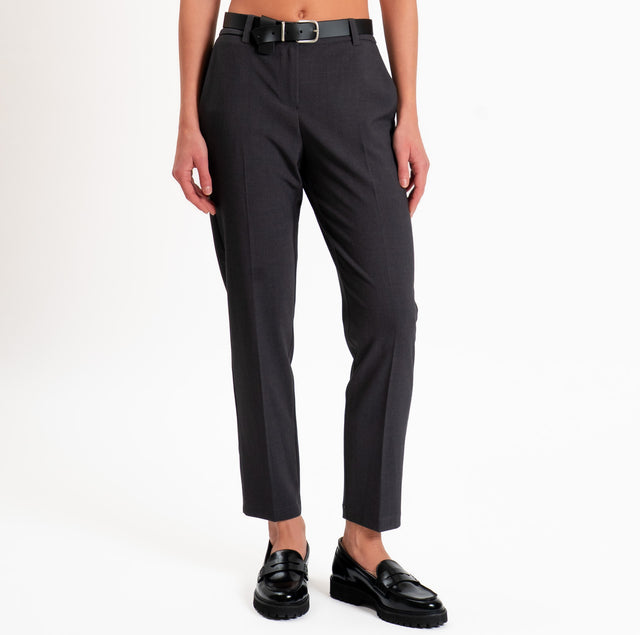 Motel - Elasticated back trousers with belt - charcoal
