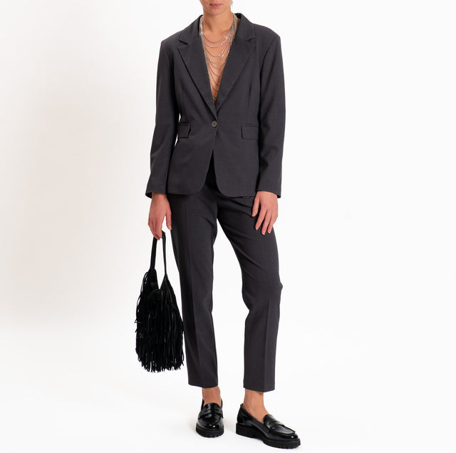 Motel - Elasticated back trousers with belt - charcoal