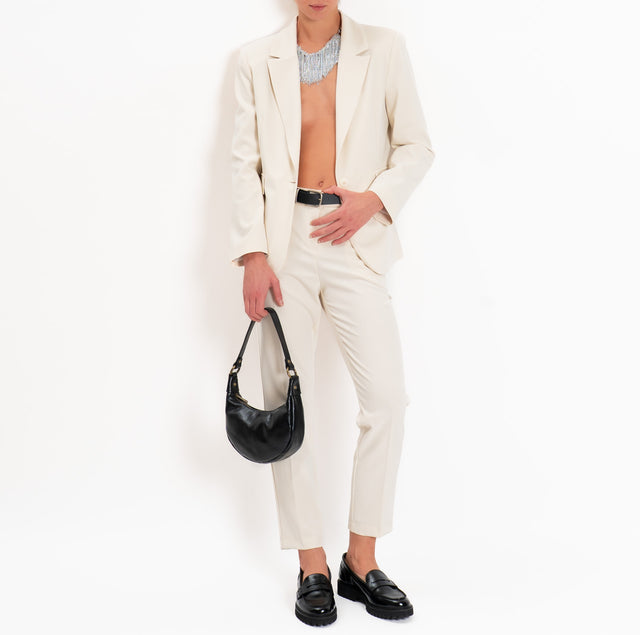 Motel-Elasticated back trousers with belt - cream