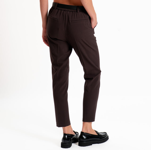Motel-Elasticated back trousers with belt - dark brown