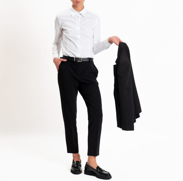 Motel-Pantalone elastico dietro con cintura - nero