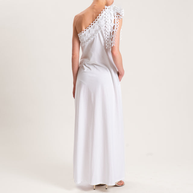 Motel-Abito monospalla con pizzo - panna