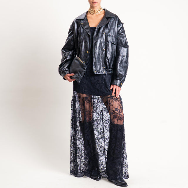 Motel-Abito pizzo con balza - nero