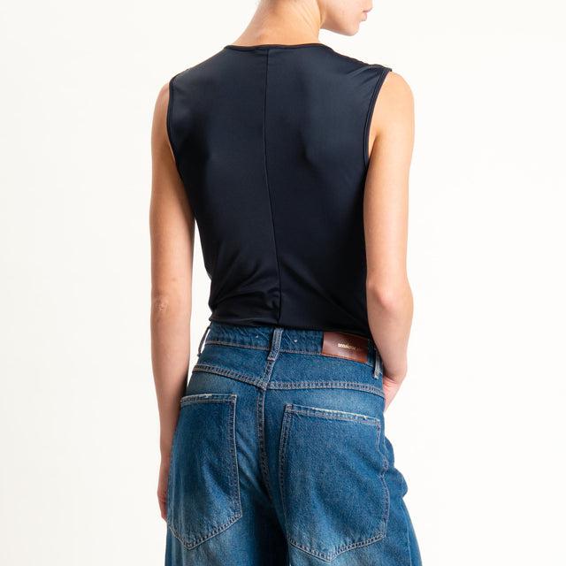 Motel-Body similpelle con pizzo - nero