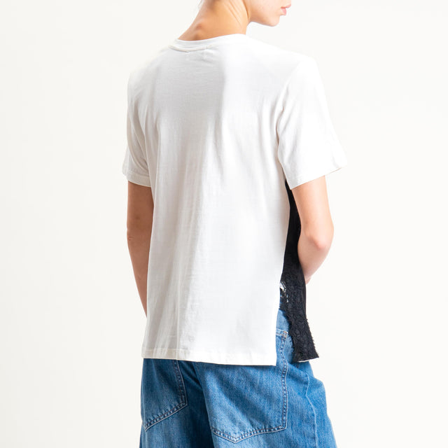 Motel-T-shirt doppio tessuto - panna/nero