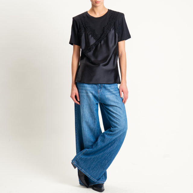 Motel-T-shirt doppio tessuto - nero