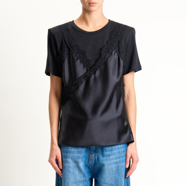 Motel-T-shirt doppio tessuto - nero