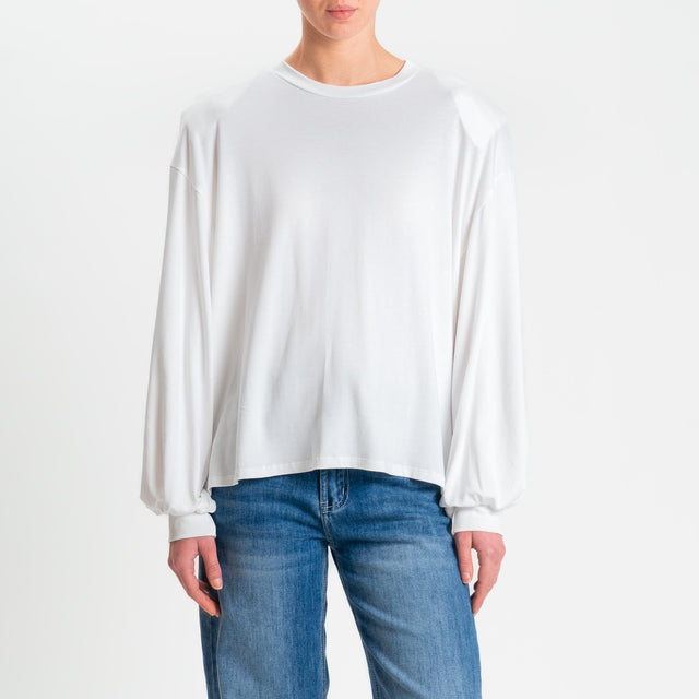 Motel-T-shirt over in jersey di viscosa elasticizzata con spalline - panna