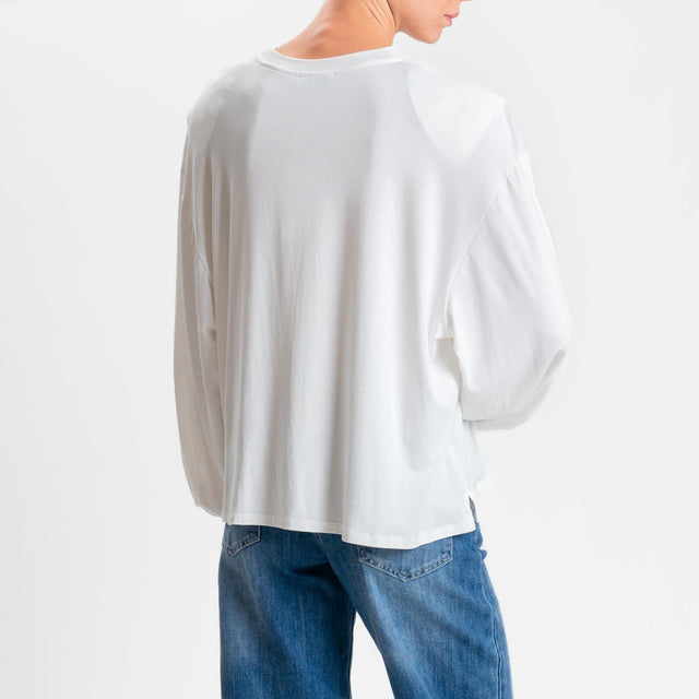 Motel-T-shirt over in jersey di viscosa elasticizzata con spalline - panna