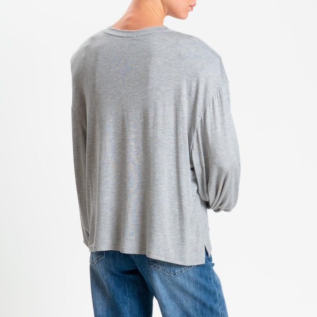 Motel-T-shirt over in jersey di viscosa elasticizzata con spalline - grigio melange
