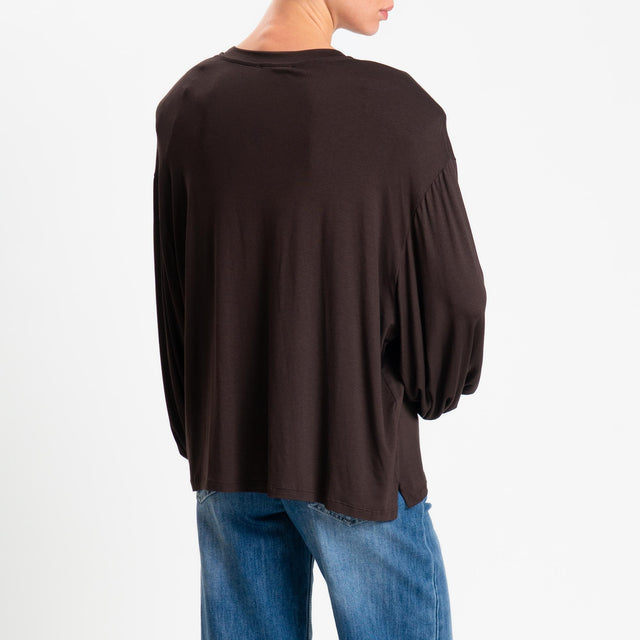 Motel-T-shirt over in jersey di viscosa elasticizzata con spalline - moro