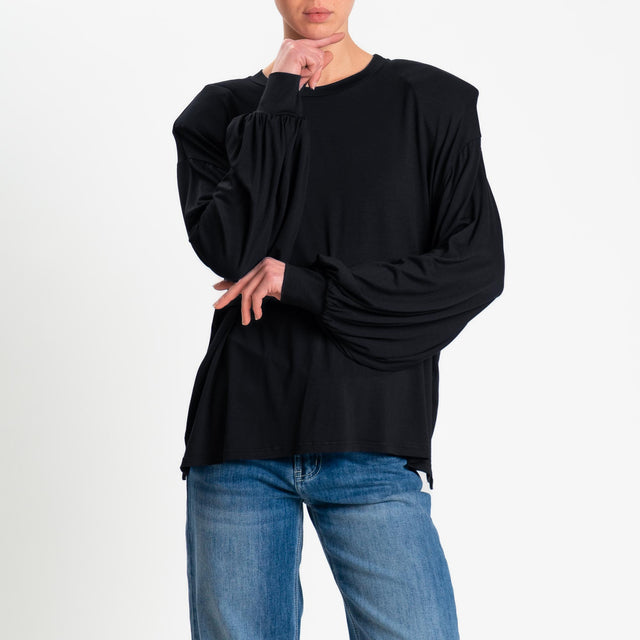 Motel-T-shirt over in jersey di viscosa elasticizzata con spalline - nero