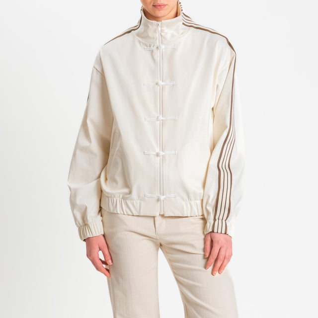 Motel-Felpa mandarin banda laterale - burro/moro