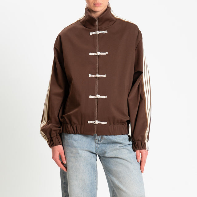 Motel-Felpa mandarin banda laterale - moro/burro