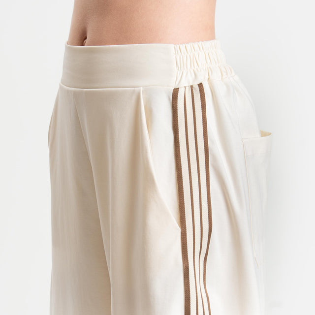 Motel-Pantalone barrel banda laterale punto milano - burro/moro