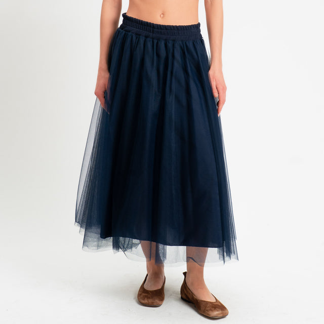 Motel-Gonna in tulle bande laterali - blu