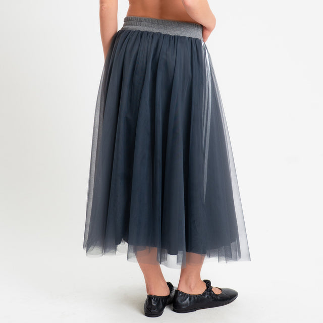 Motel-Gonna in tulle bande laterali - antracite