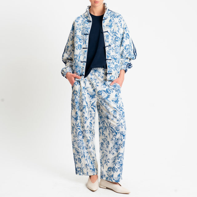 Motel-Pantalone in felpa mandarin fantasia bande laterali - burro/latte