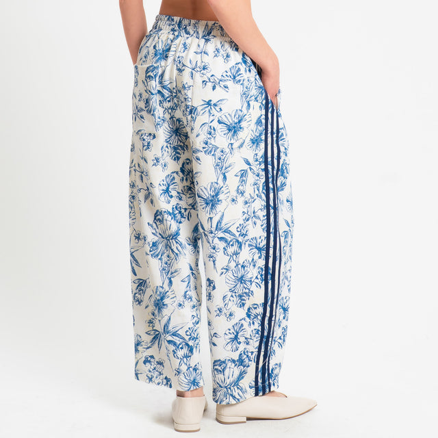 Motel-Pantalone in felpa mandarin fantasia bande laterali - burro/latte