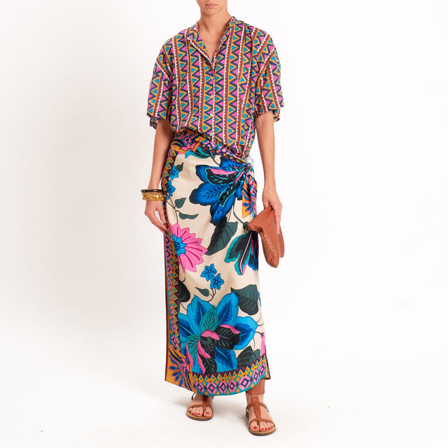 Motel-Gonna pareo fantasia - burro/royal/fucsia