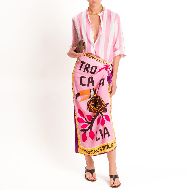 Motel-Gonna pareo fantasia tropicale - pink/malva/giallo