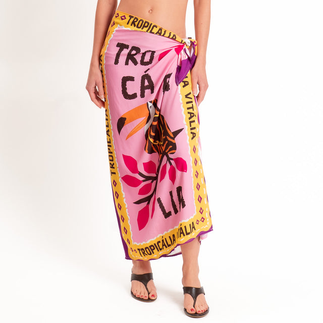 Motel-Gonna pareo fantasia tropicale - pink/malva/giallo