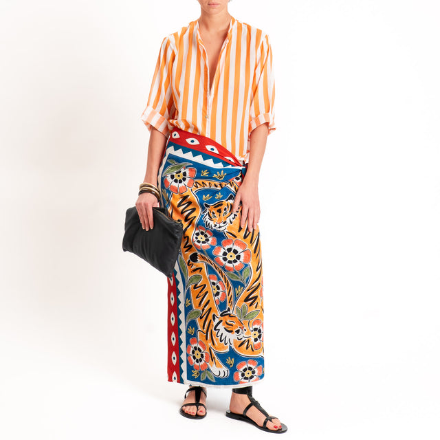 Motel-Gonna pareo fantasia tigri - rosso/royal/orange