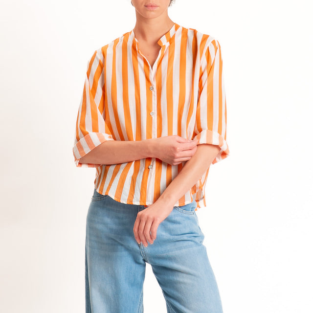 Motel-Camicia mussola a righe - arancio/burro