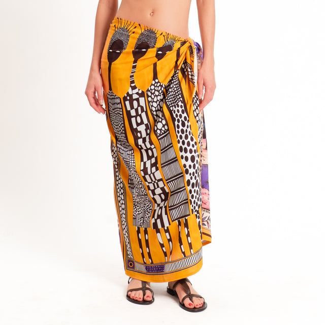 Motel-Gonna pareo fantasia giraffe - arancio/viola/sand