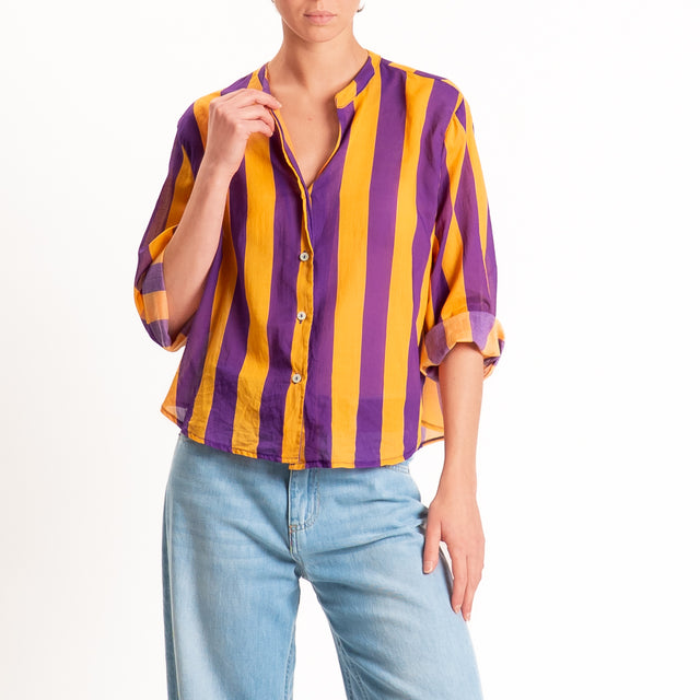 Motel-Camicia mussola a righe - arancio/viola