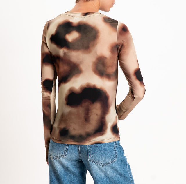 Motel jersey T-shirt with shaded print - dark brown/beige