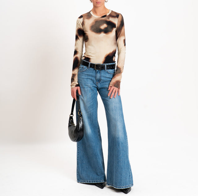 Motel jersey T-shirt with shaded print - dark brown/beige