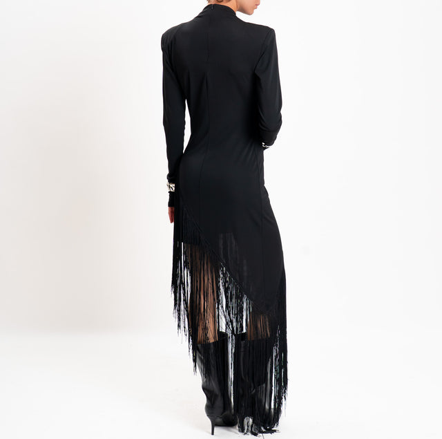 Motel-Jersey fringe dress - black