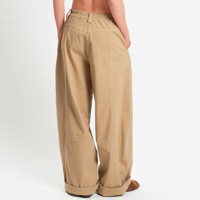 Motel-Pantalone barrel elastico dietro - safari