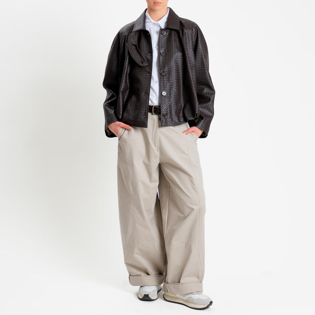 Motel-Pantalone barrel elastico dietro - beige