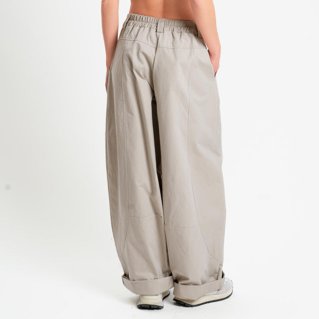 Motel-Pantalone barrel elastico dietro - beige
