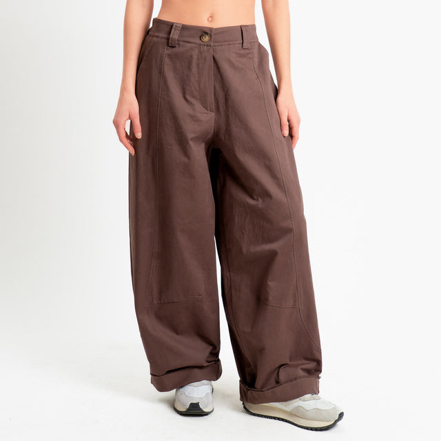 Motel-Pantalone barrel elastico dietro - caffe'