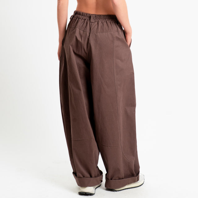 Motel-Pantalone barrel elastico dietro - caffe'