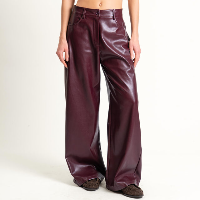 Motel-Pantalone similpelle wide leg - ginger