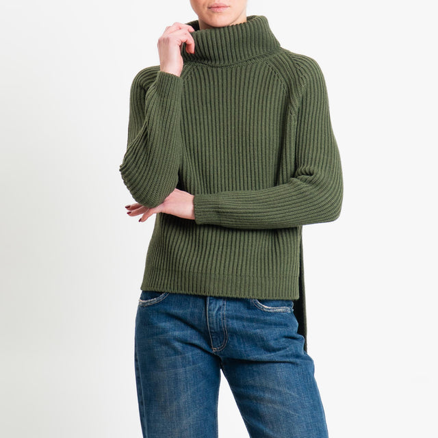 Motel-Maglia collo alto costa inglese spacchi late - militare