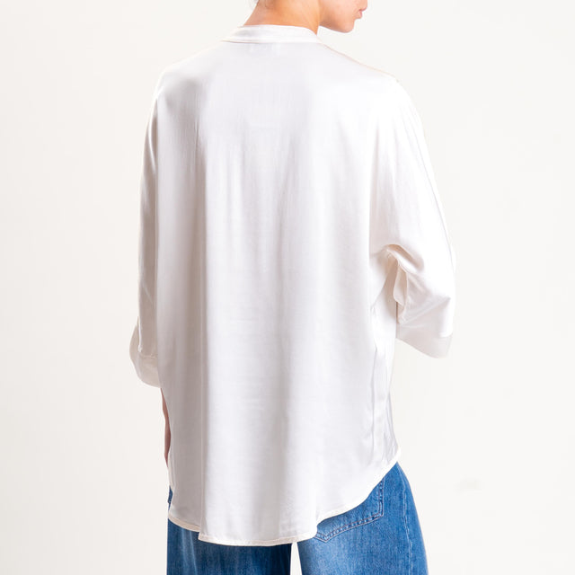 Motel-Camicia collo coreana bottoni dorati - burro
