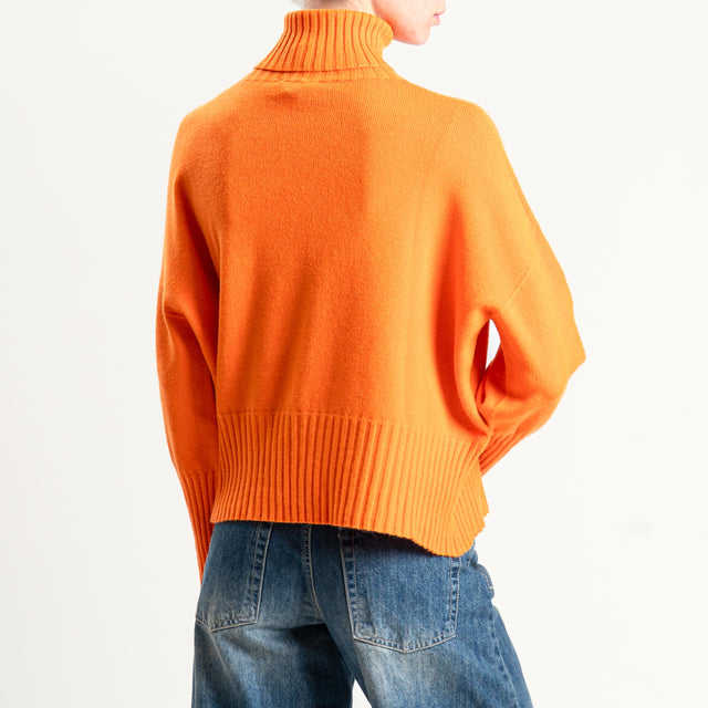 Motel-Maglia scatola collo alto bordi a coste - orange