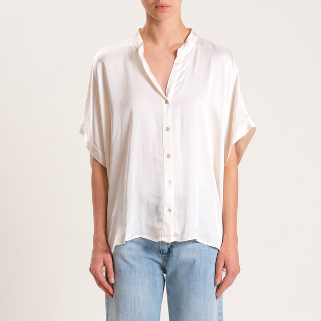 Motel-Camicia satin collo coreana manica scesa - burro