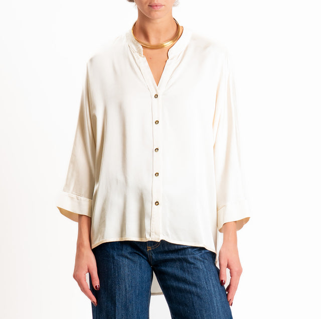 Motel-Camicia in satin collo coreana - burro