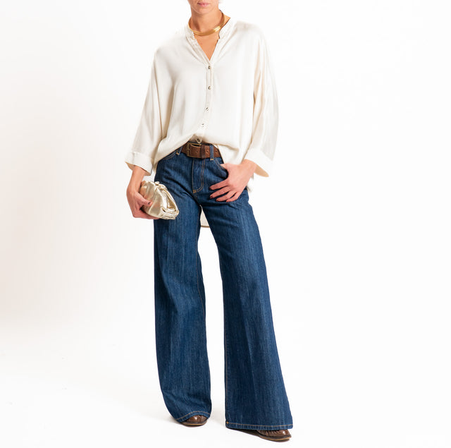 Motel-Camicia in satin collo coreana - burro